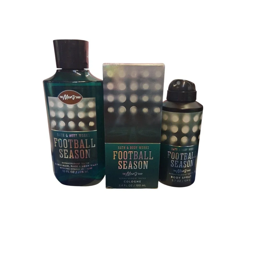Rare Bath & Body Works Mens Limited Football Season Casual Preppy Sport 3pcs Set